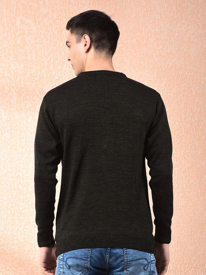 cobb olive striped round neck sweater