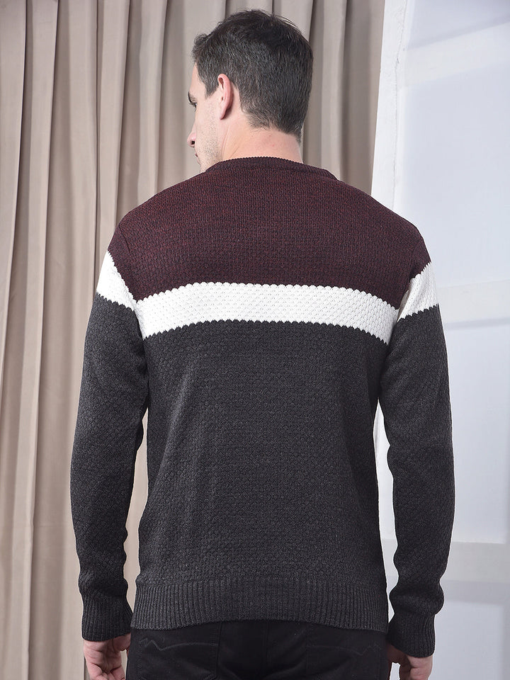 cobb anthra color-block round neck sweater