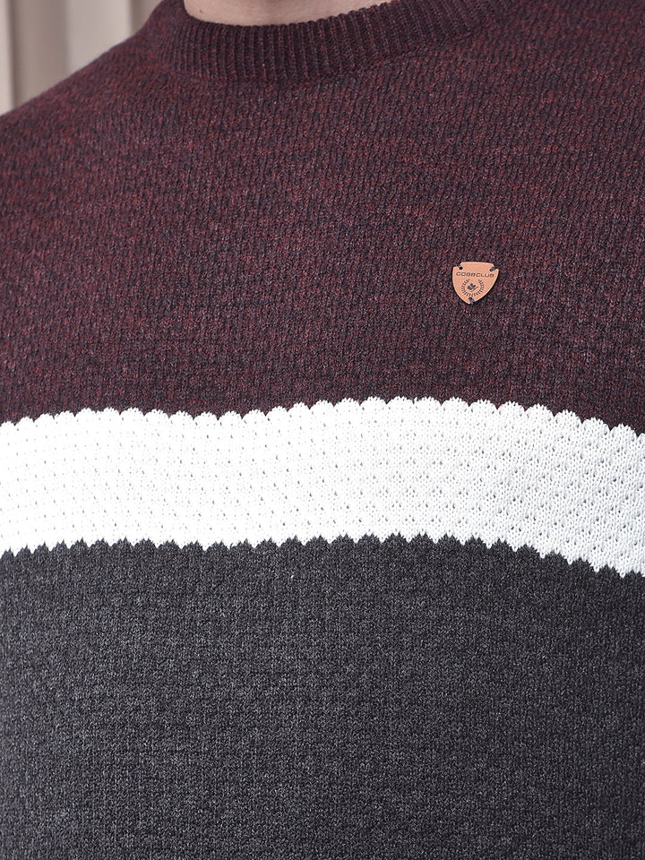 COBB ANTHRA COLOR-BLOCK ROUND NECK SWEATER