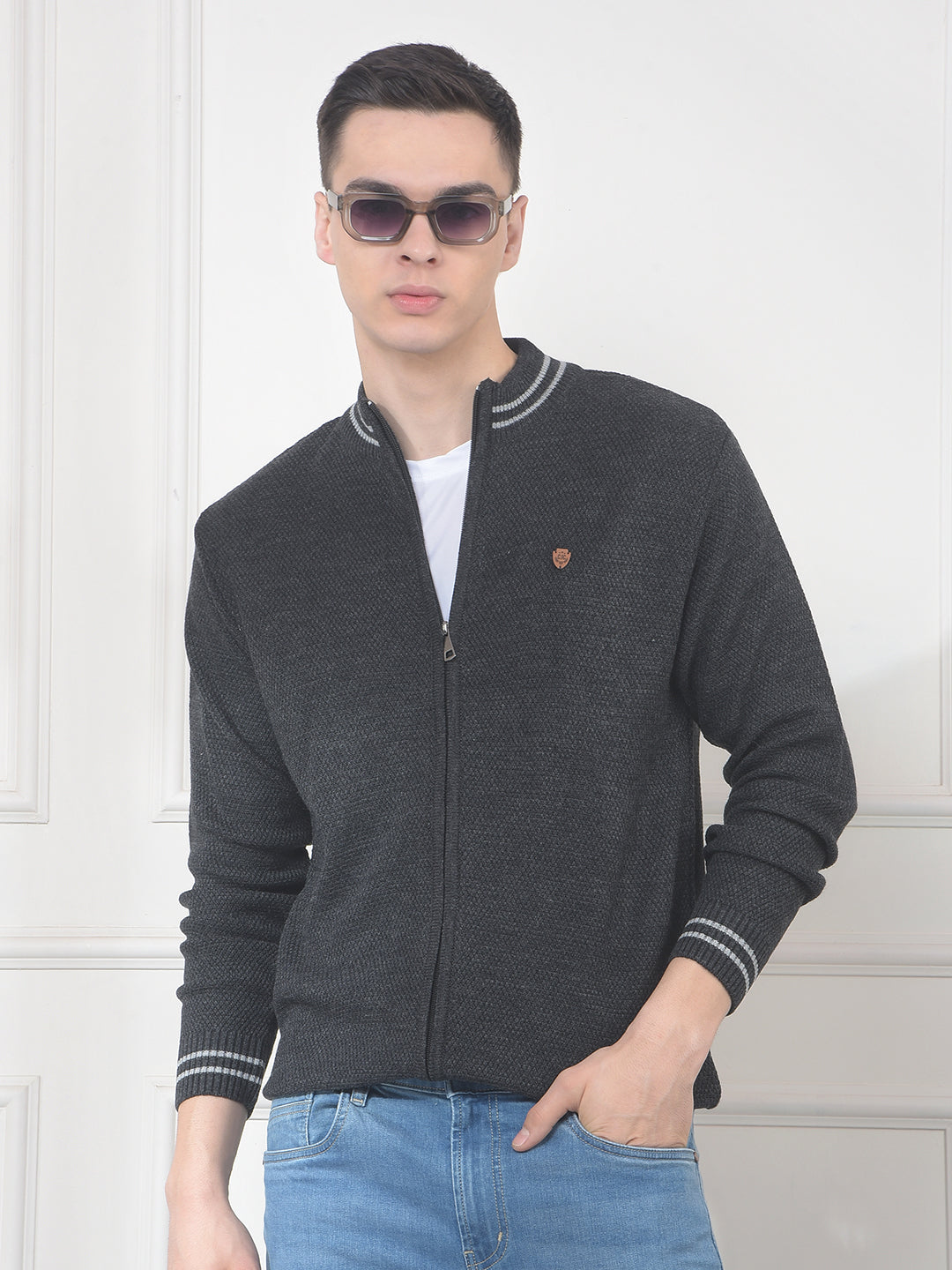 cobb anthra self-design zip-up sweater