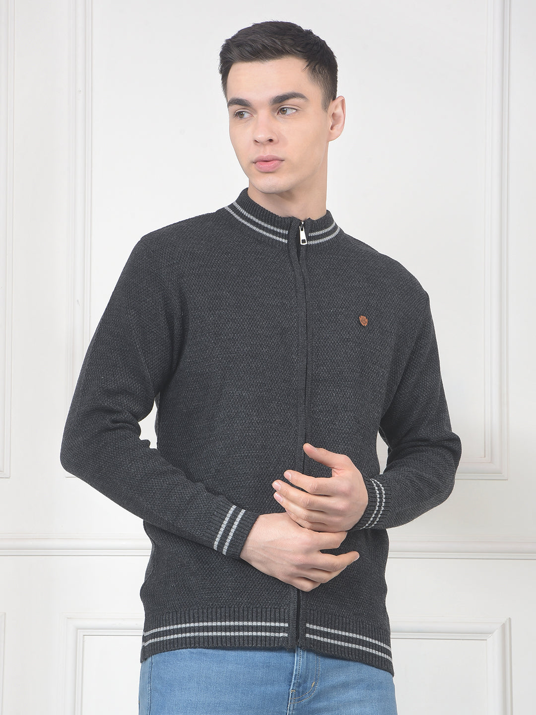 cobb anthra self-design zip-up sweater