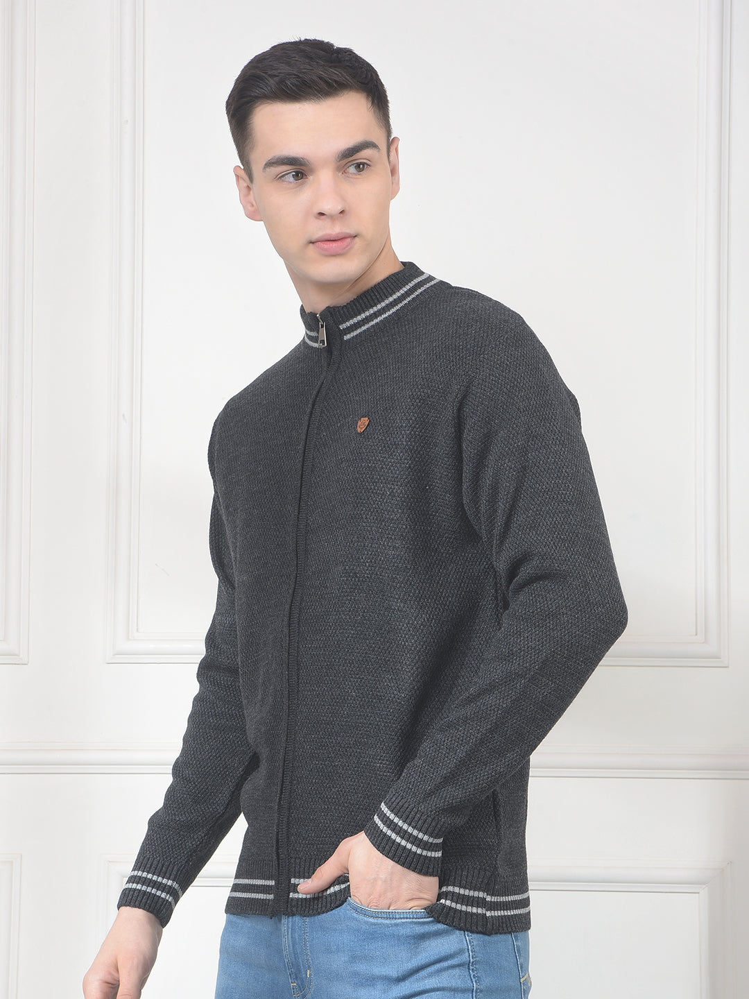 cobb anthra self-design zip-up sweater
