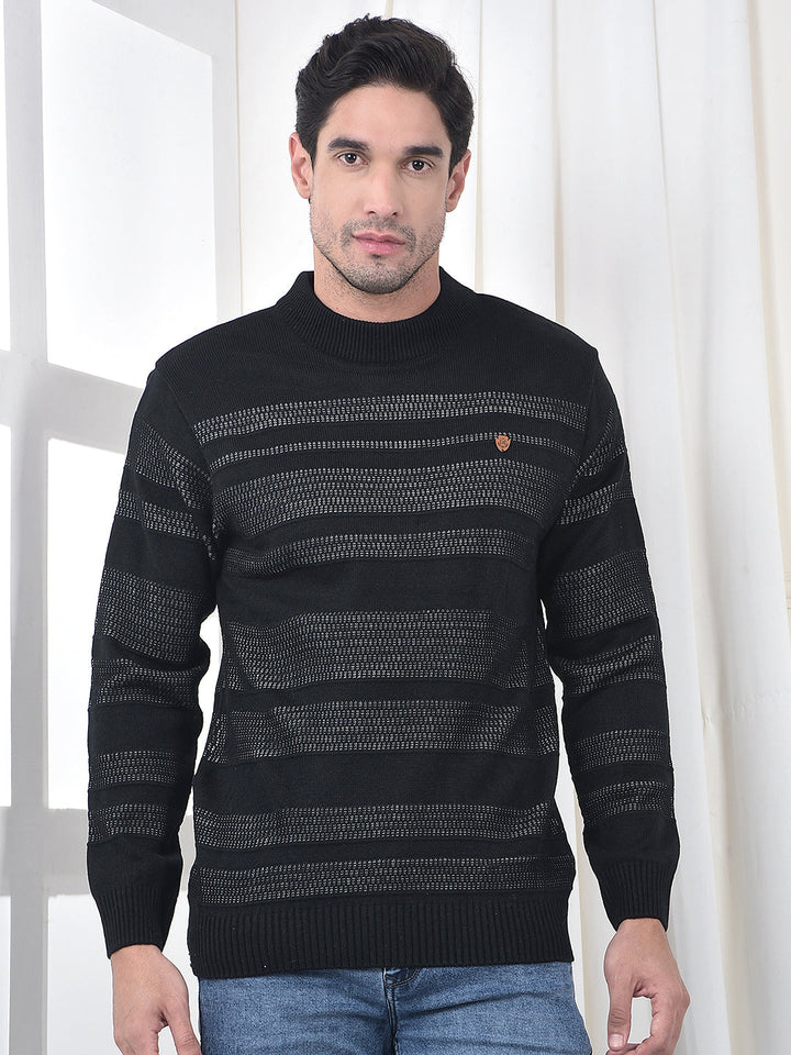 cobb black striped turtle neck sweater