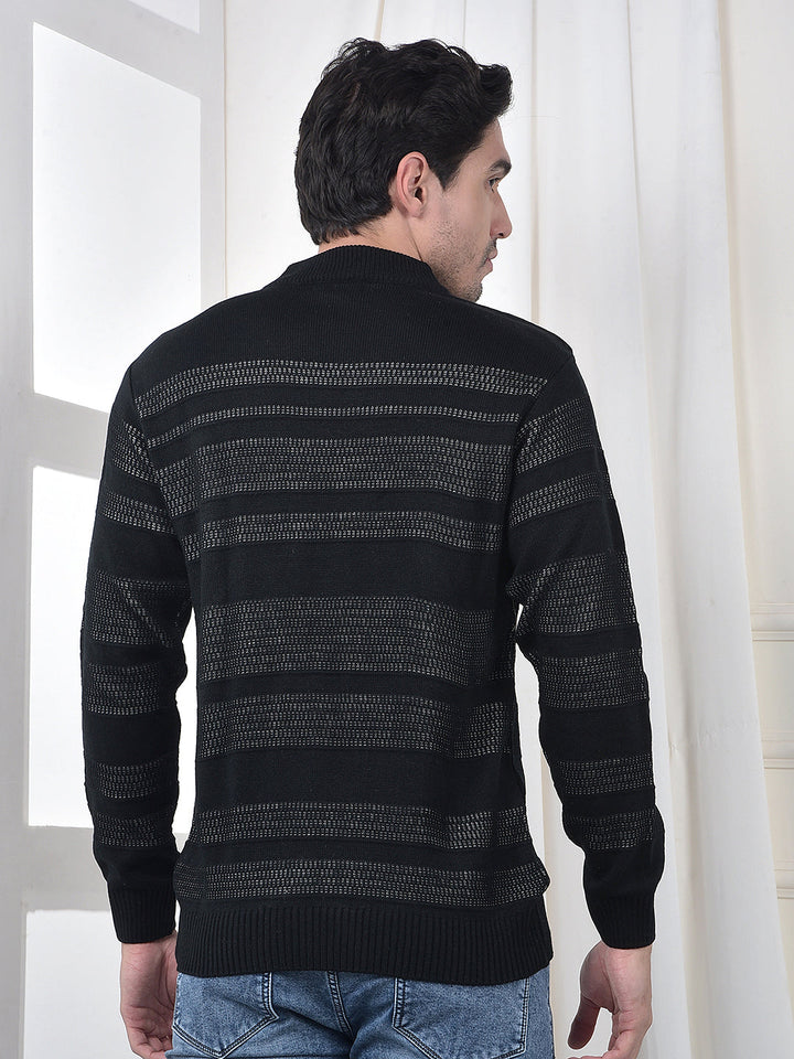 cobb black striped turtle neck sweater