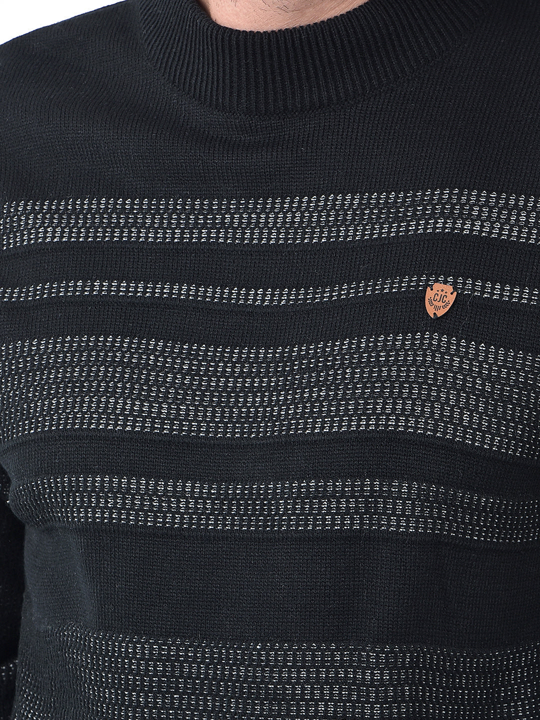 COBB BLACK STRIPED TURTLE NECK SWEATER