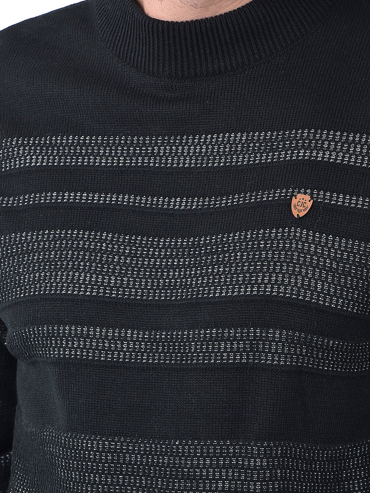 COBB BLACK STRIPED TURTLE NECK SWEATER