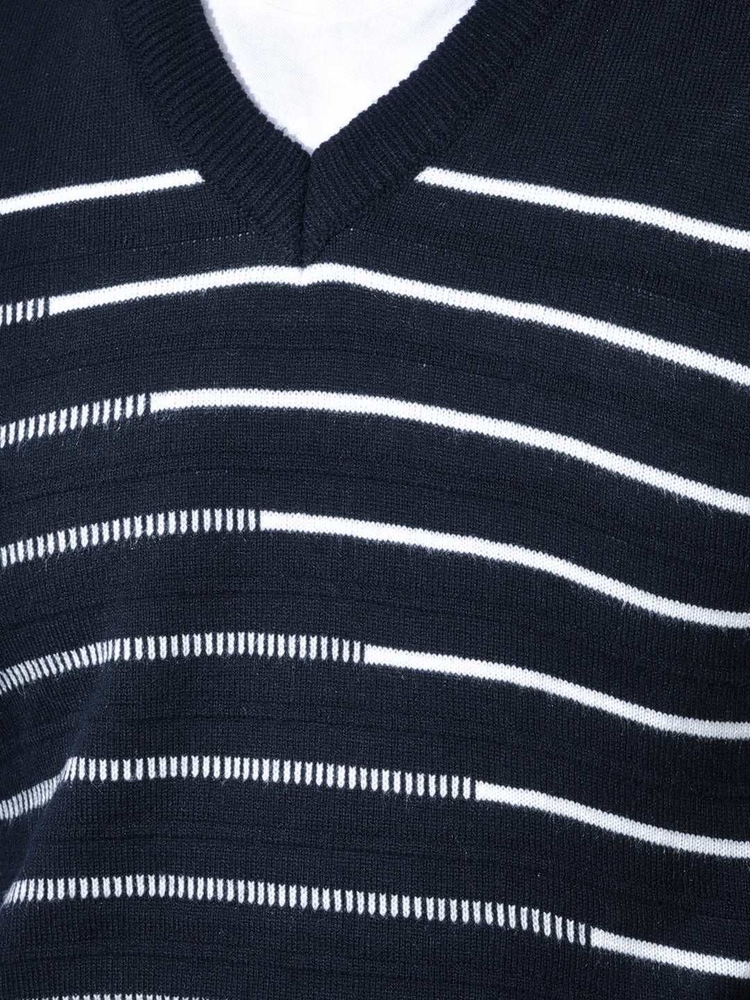 Cobb Black Striped V Neck Sleeveless Sweater