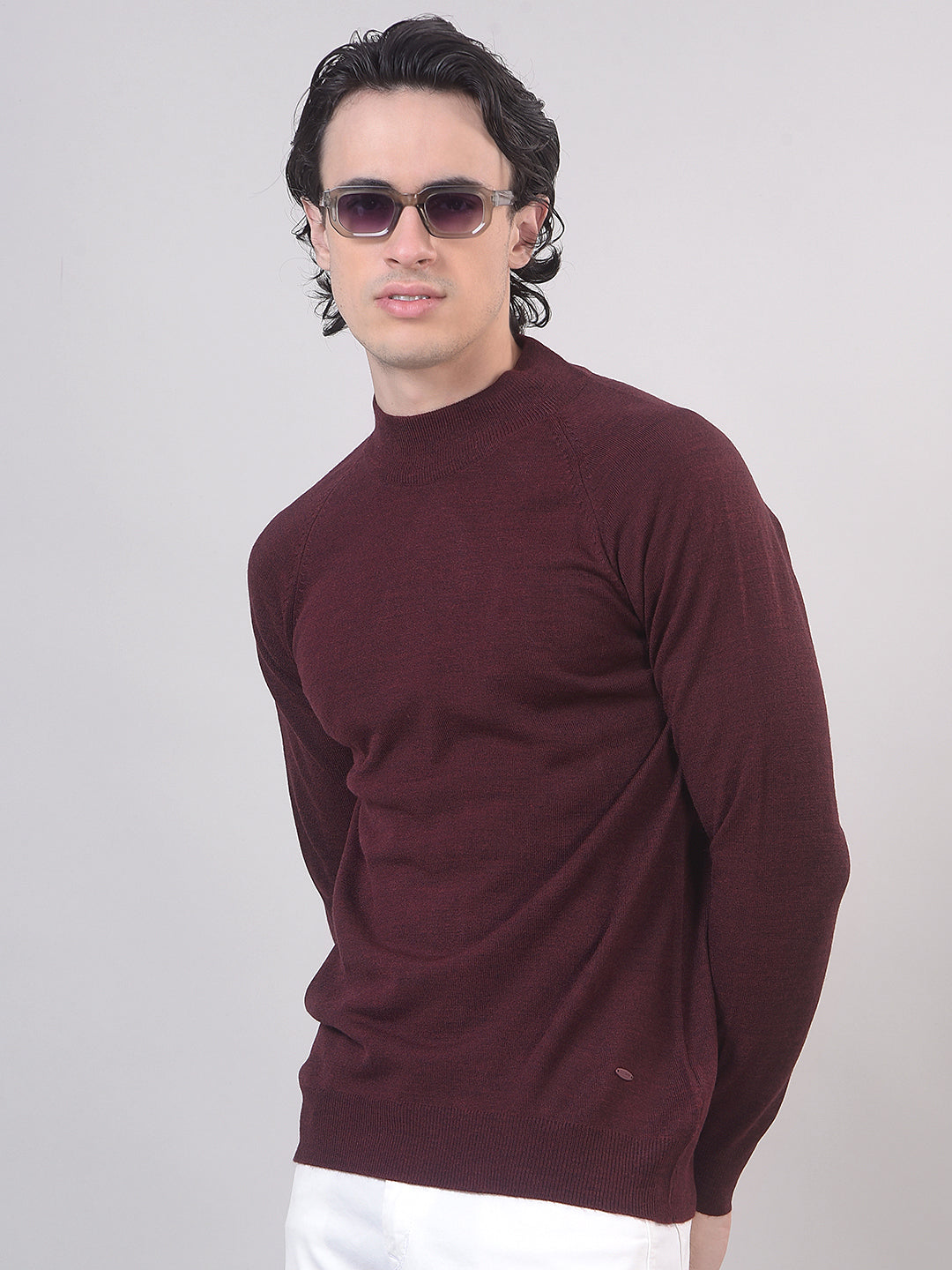 mock neck solid sweater