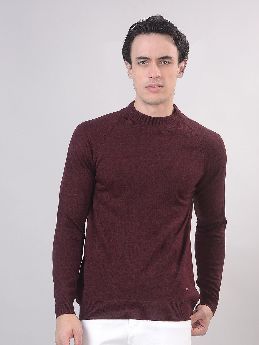 mock neck solid sweater