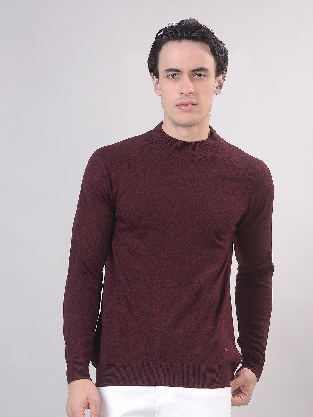 mock neck solid sweater