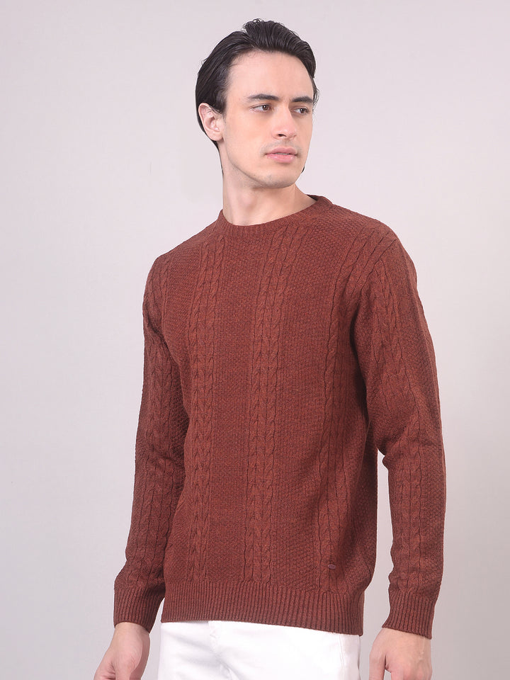 Rust Self-Design Round Sweater