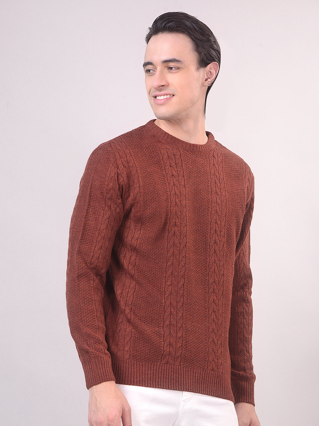Rust Self-Design Round Sweater