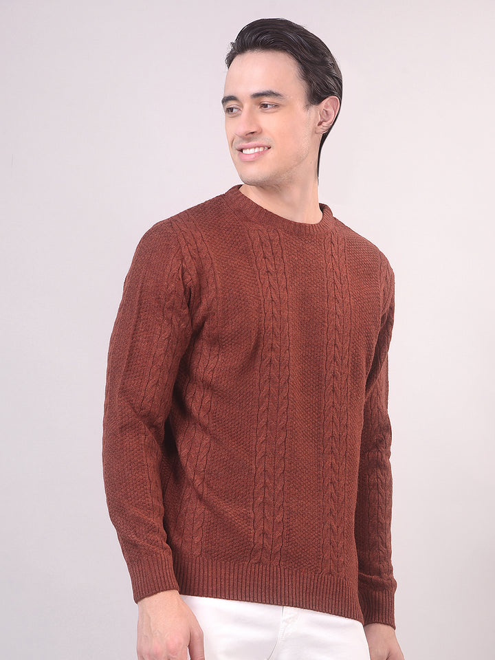 Rust Self-Design Round Sweater