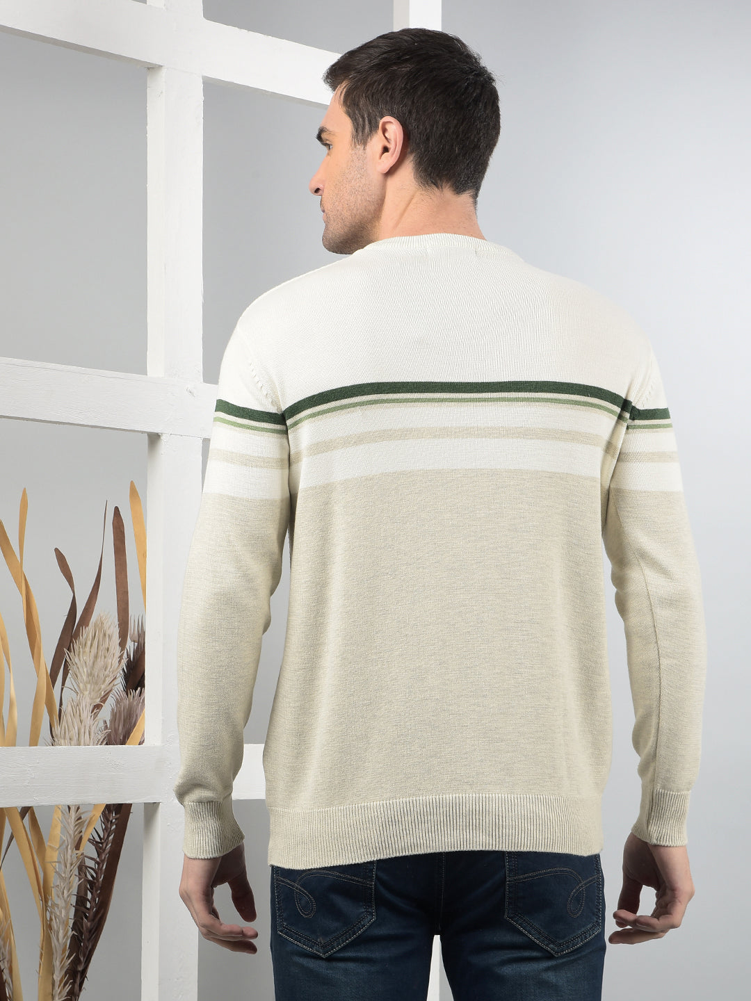 cobb fawn self-design round neck sweater