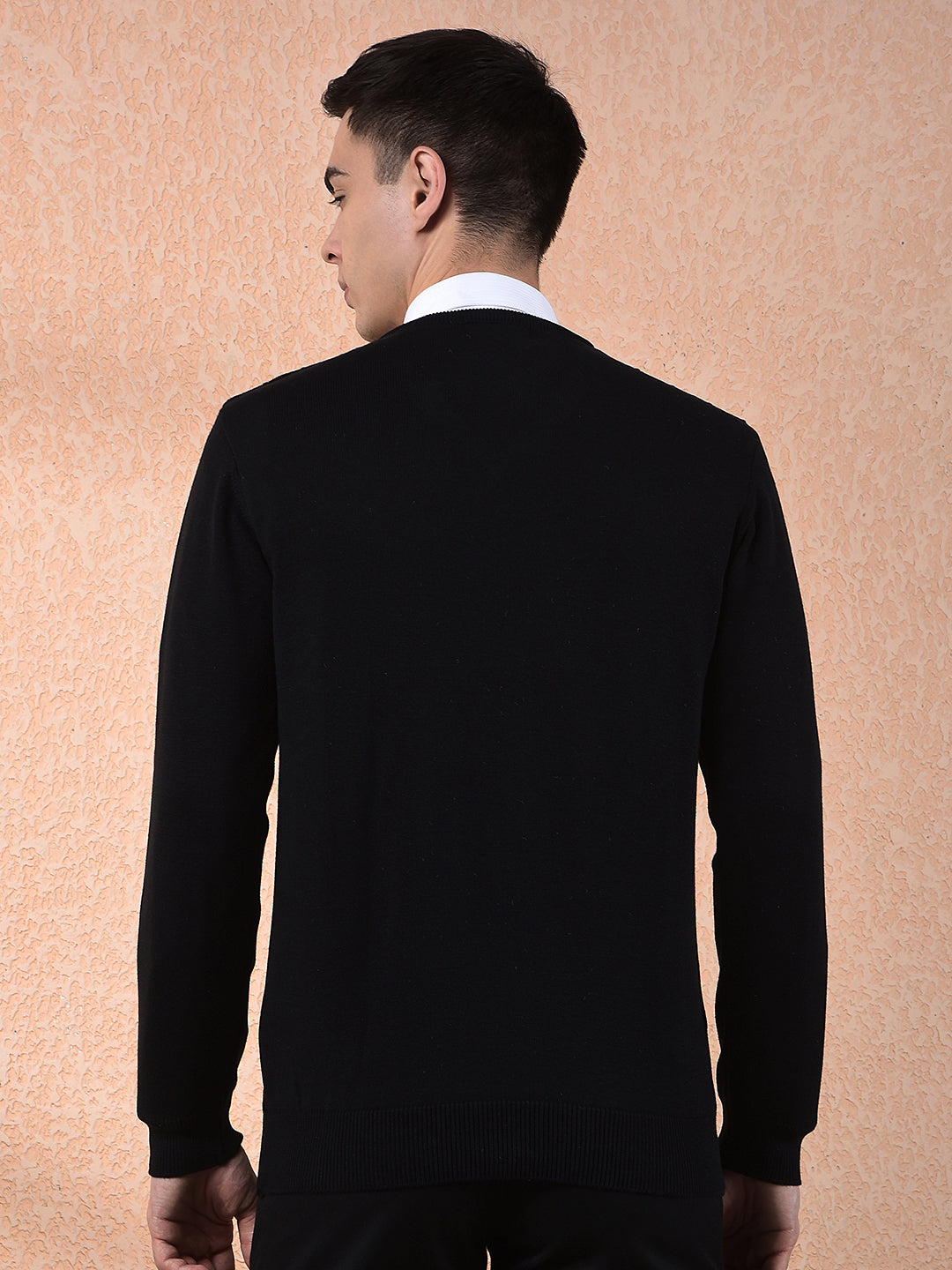 cobb black self-design v-neck sweater