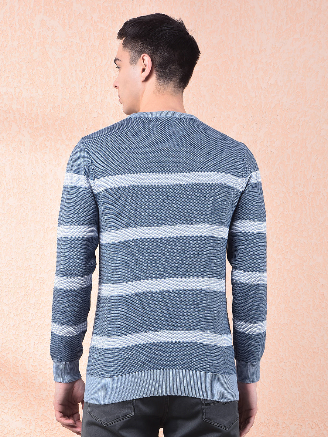 cobb air force blue striped round neck sweater