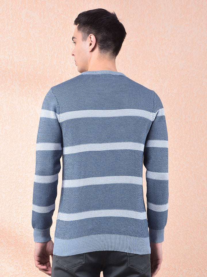 cobb air force blue striped round neck sweater