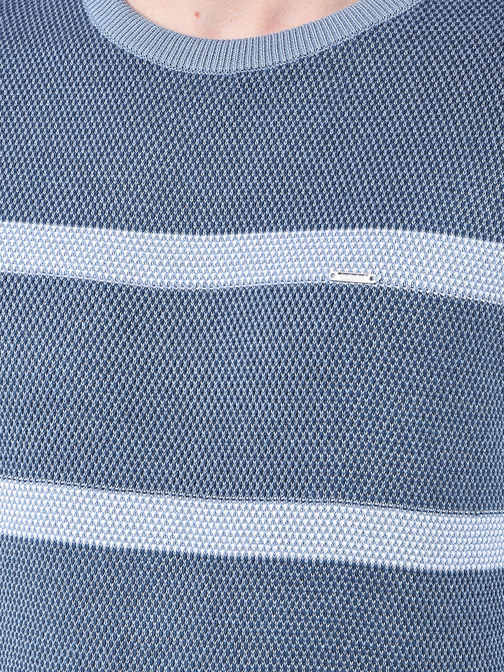 cobb air force blue striped round neck sweater