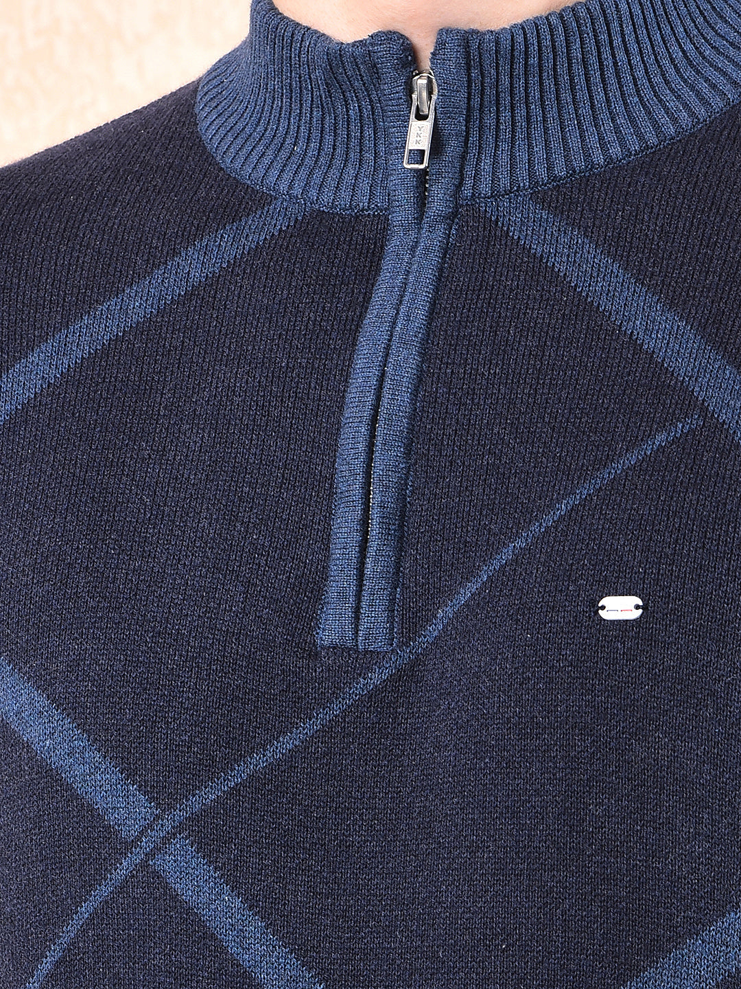 cobb navy blue striped zipper sweater