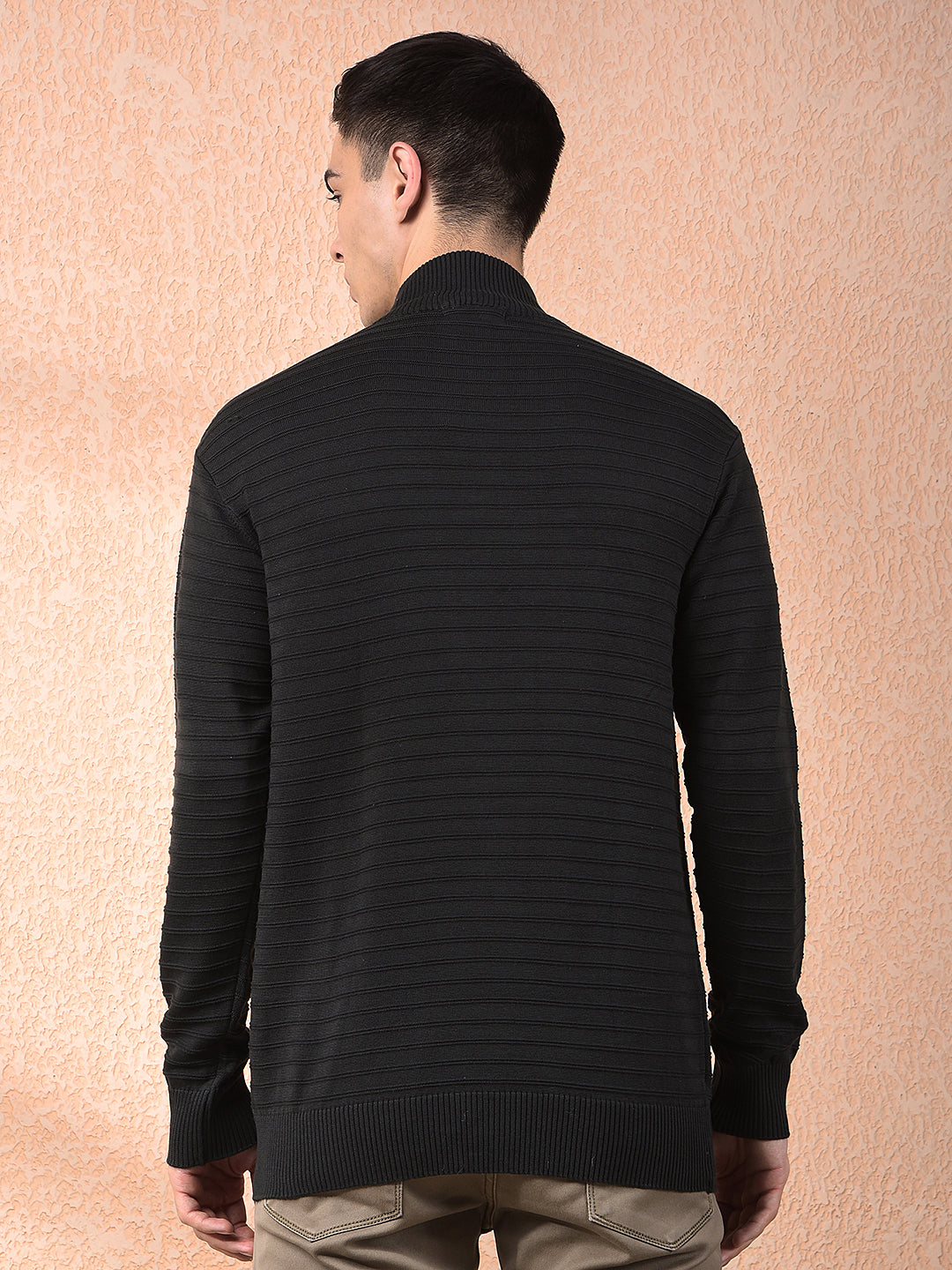 cobb olive striped zipper sweater