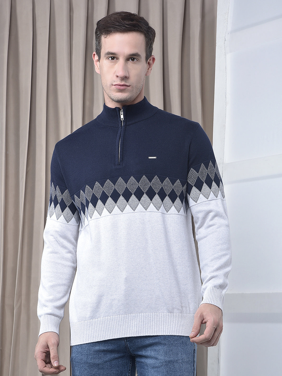 cobb acru self-design half-zipper sweater