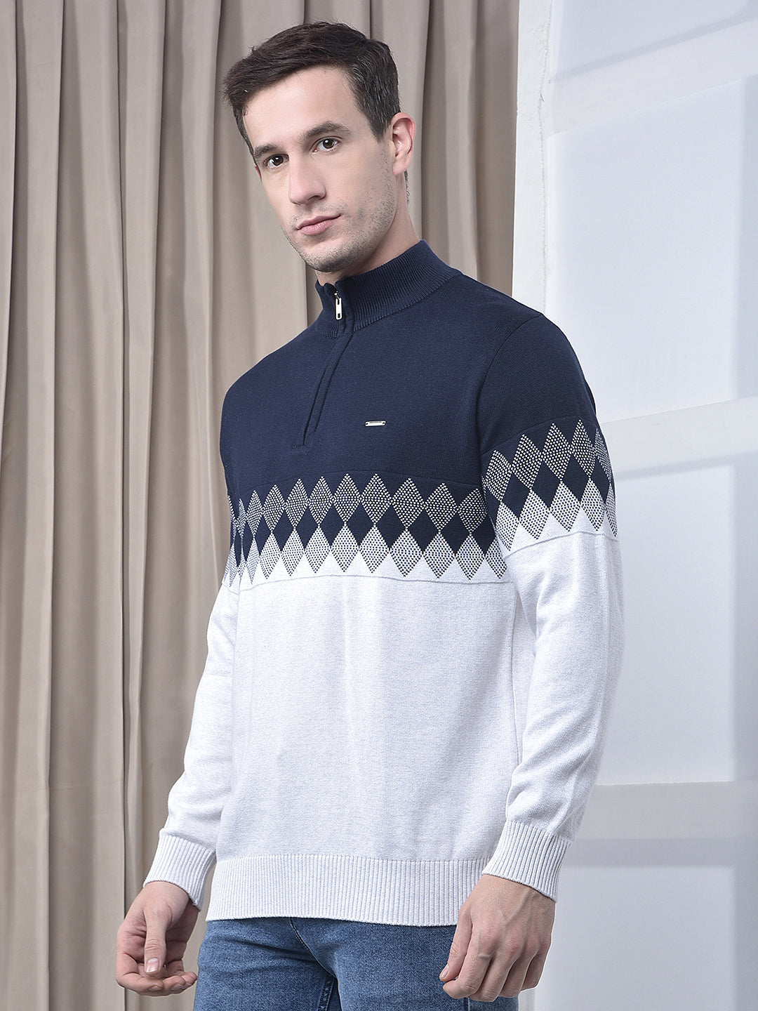 cobb acru self-design half-zipper sweater