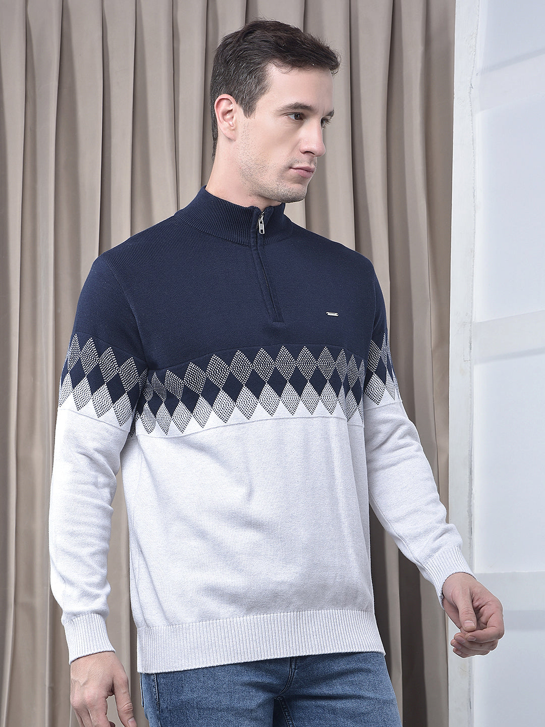 COBB ACRU SELF-DESIGN HALF-ZIPPER SWEATER