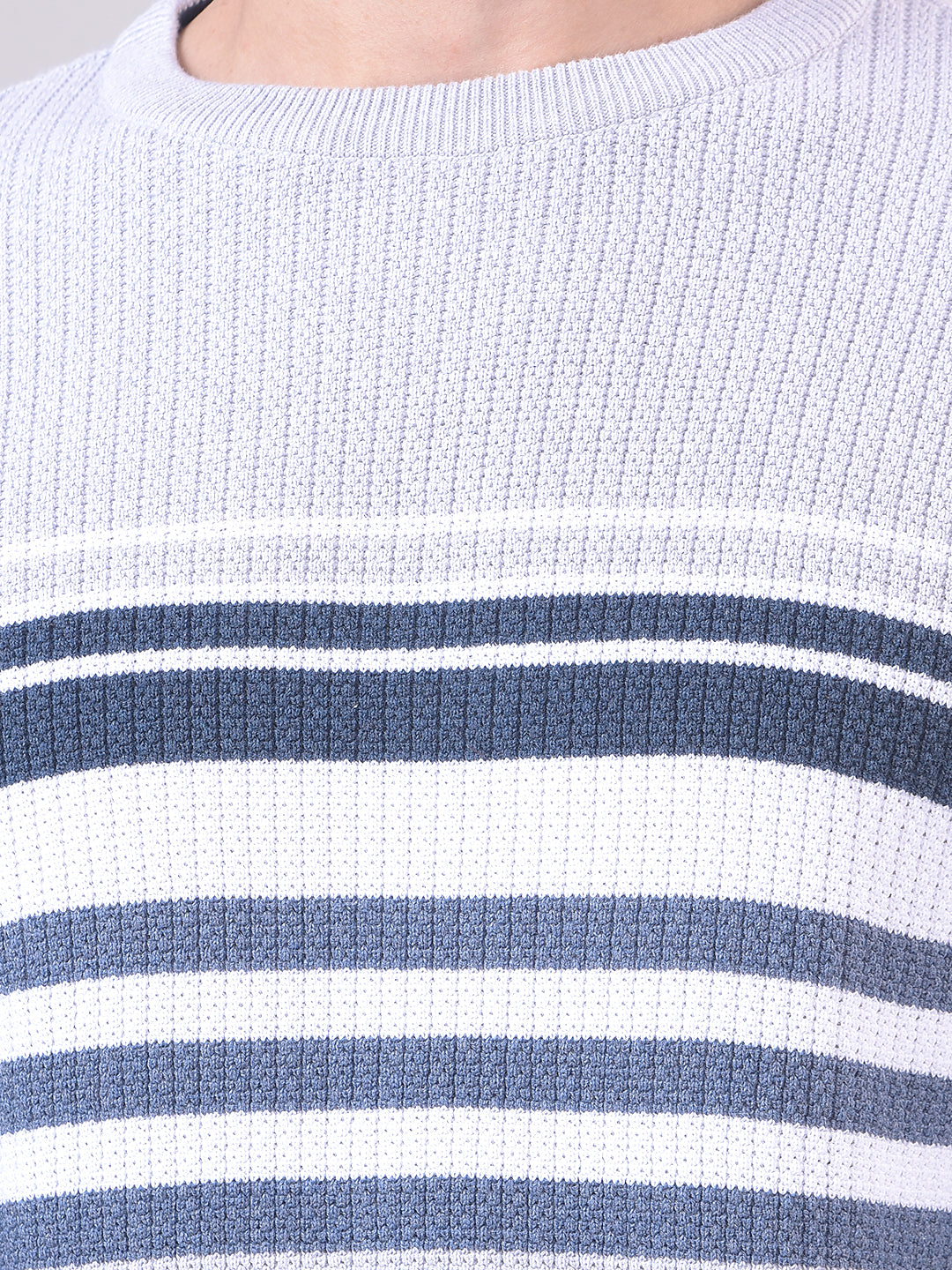 Light Grey Color-Block Round Sweater