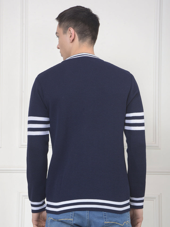 cobb navy striped round neck sweater