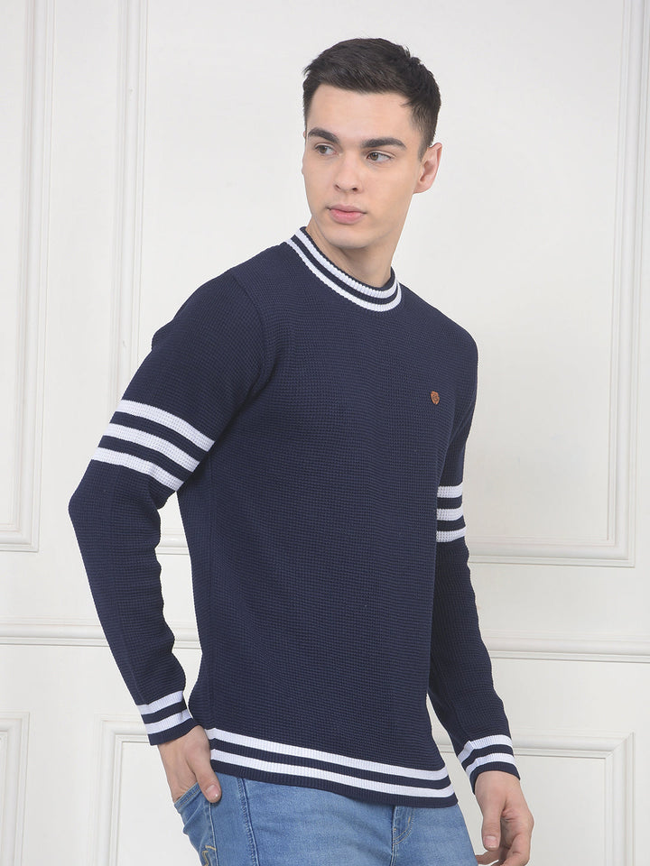 cobb navy striped round neck sweater
