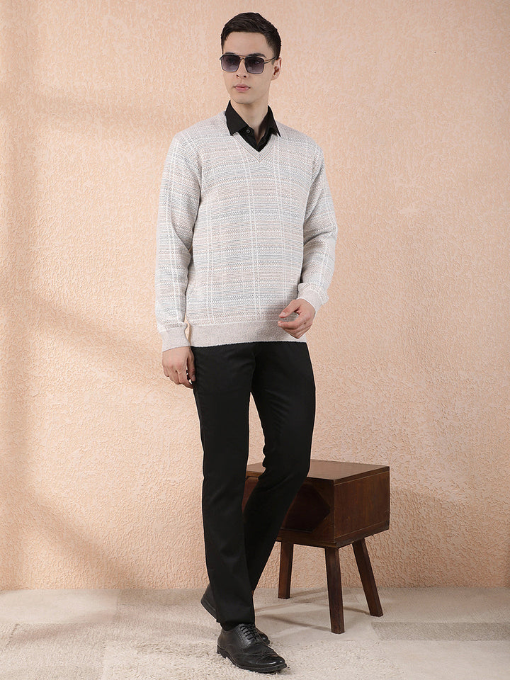 COBB ACRU SELF-DESIGN V-NECK SWEATER