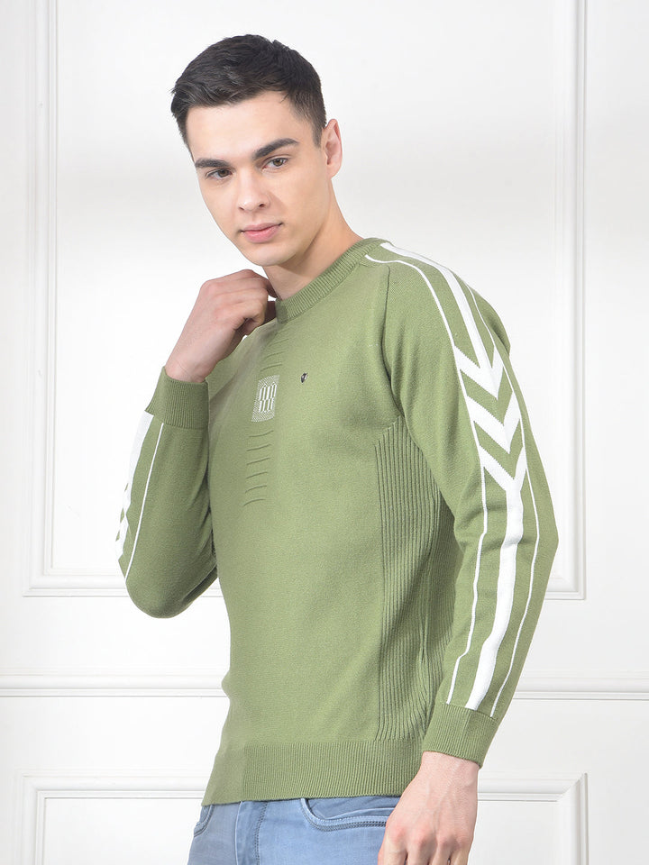 cobb green self-design round neck sweater