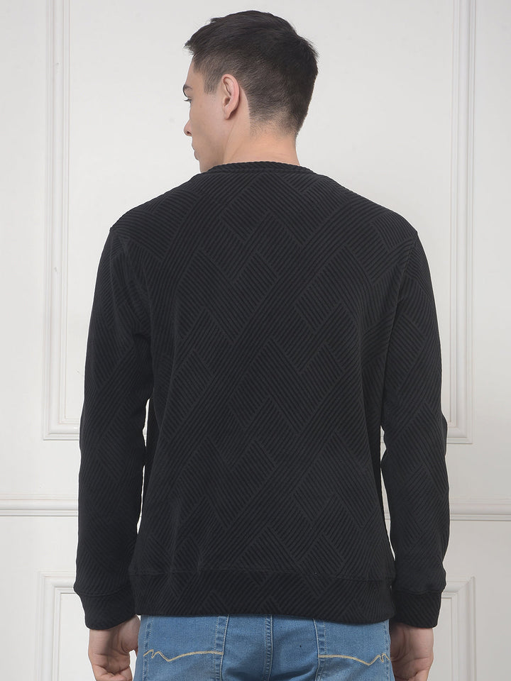 cobb black self-design velvet sweater