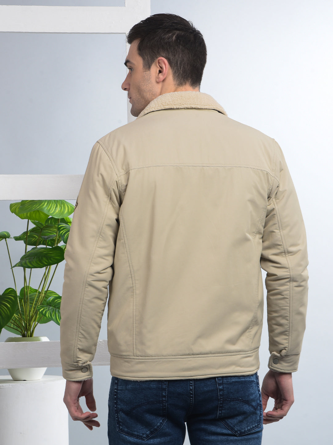 cobb solid beige collar shacket