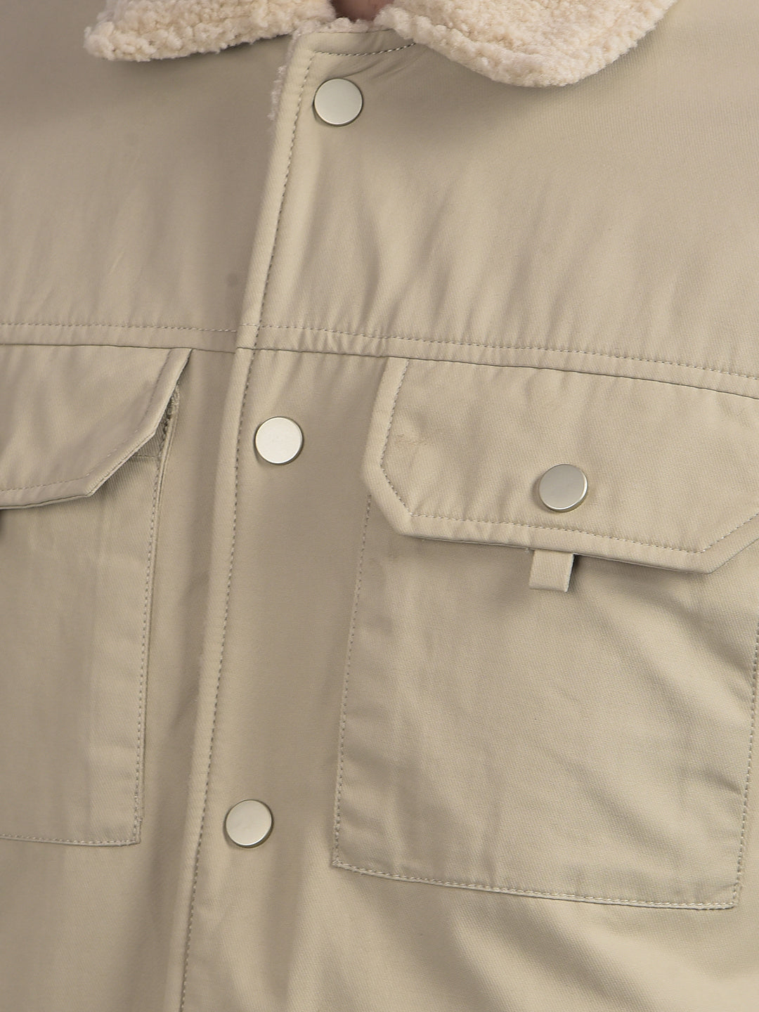 cobb solid beige collar shacket