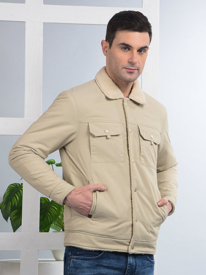 COBB SOLID BEIGE COLLAR SHACKET