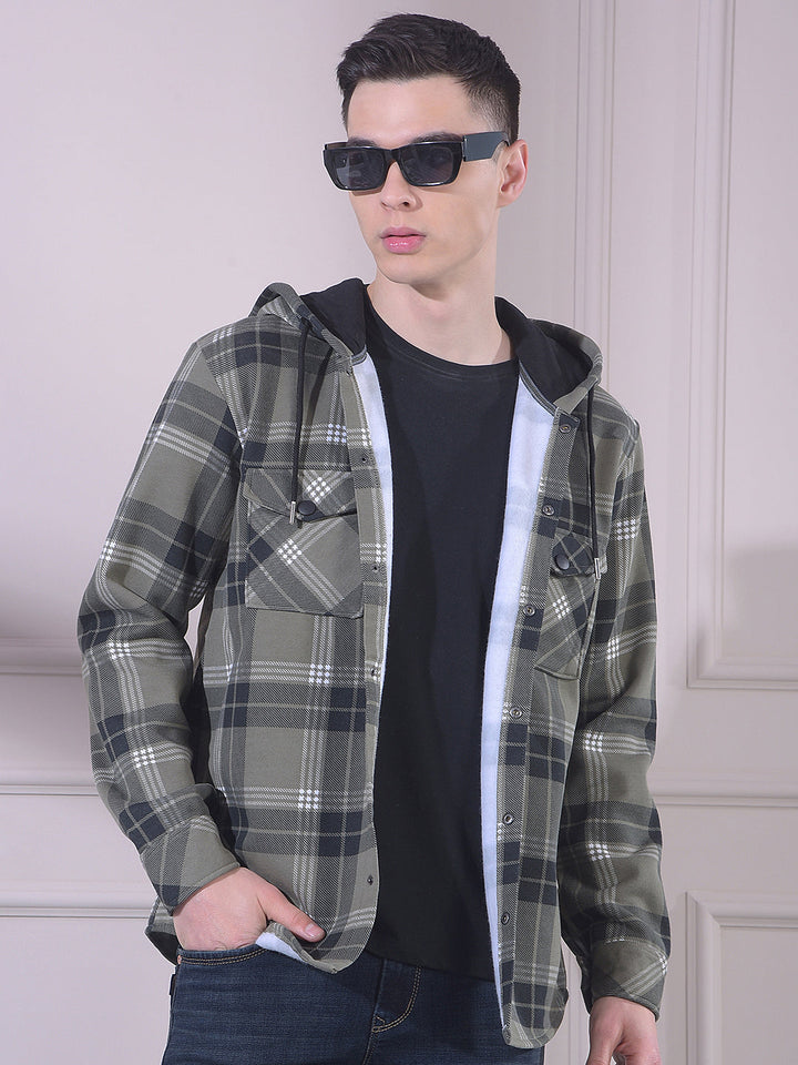 cobb pista checked hooded shacket