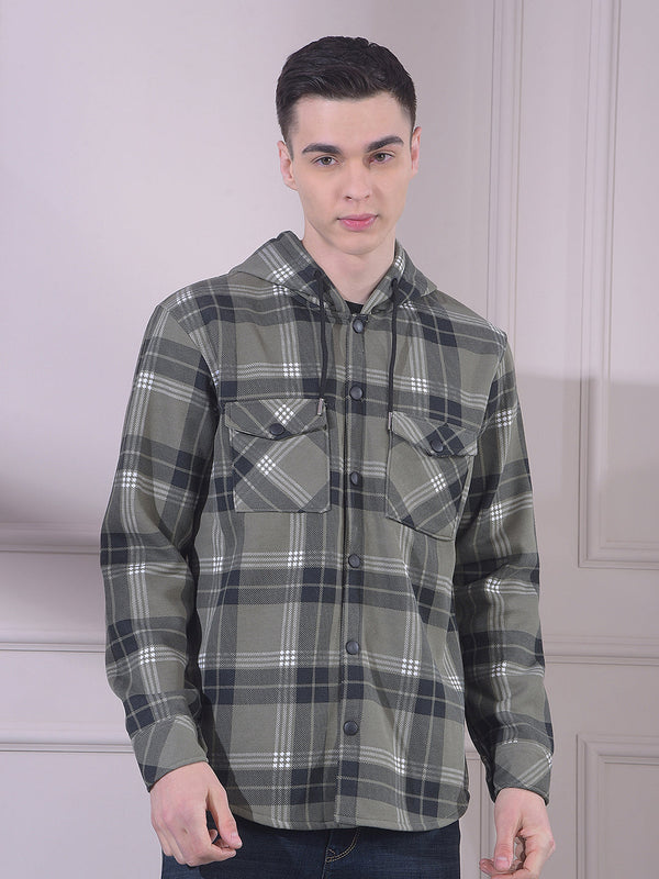 cobb pista checked hooded shacket