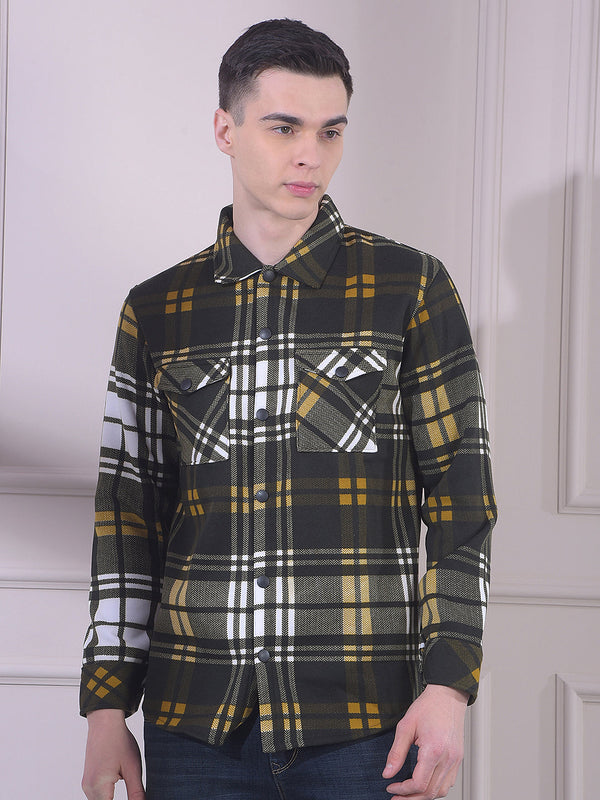 cobb dark green checked collar shacket