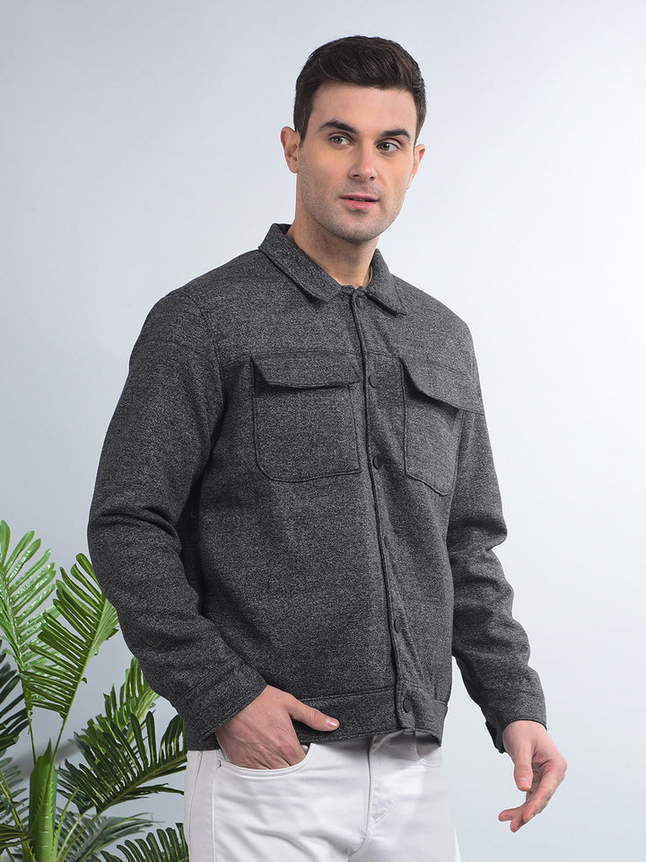 COBB SOLID DARK GREY COLLAR SHACKET