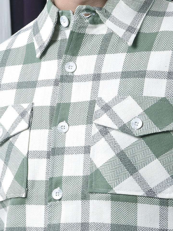 COBB LIGHT GREEN CHECKED COLLAR  SHACKET