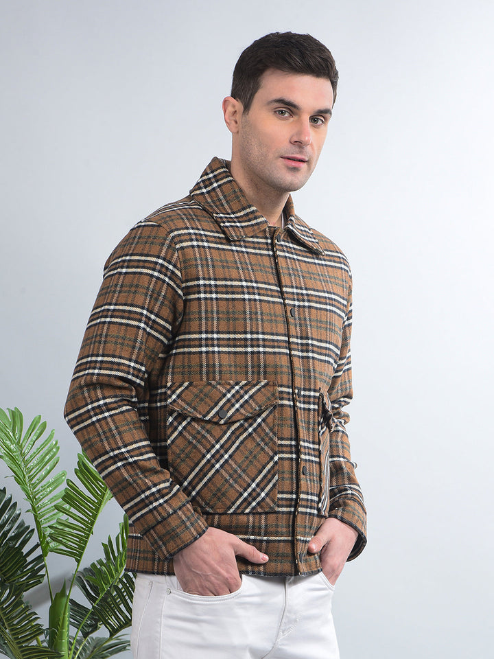 COBB BROWN CHECKED COLLAR SHACKET