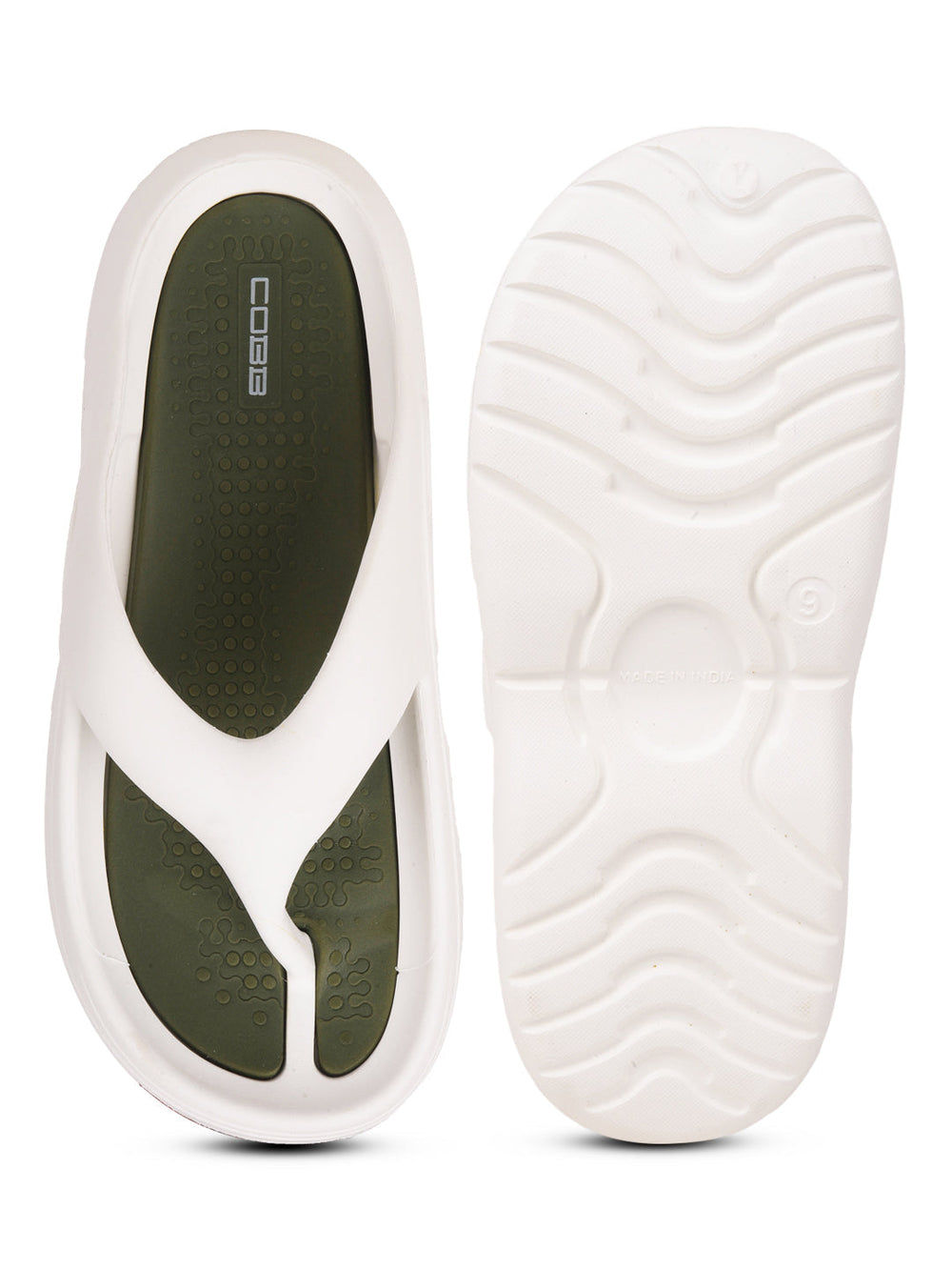 cobb men's white olive flip-flop