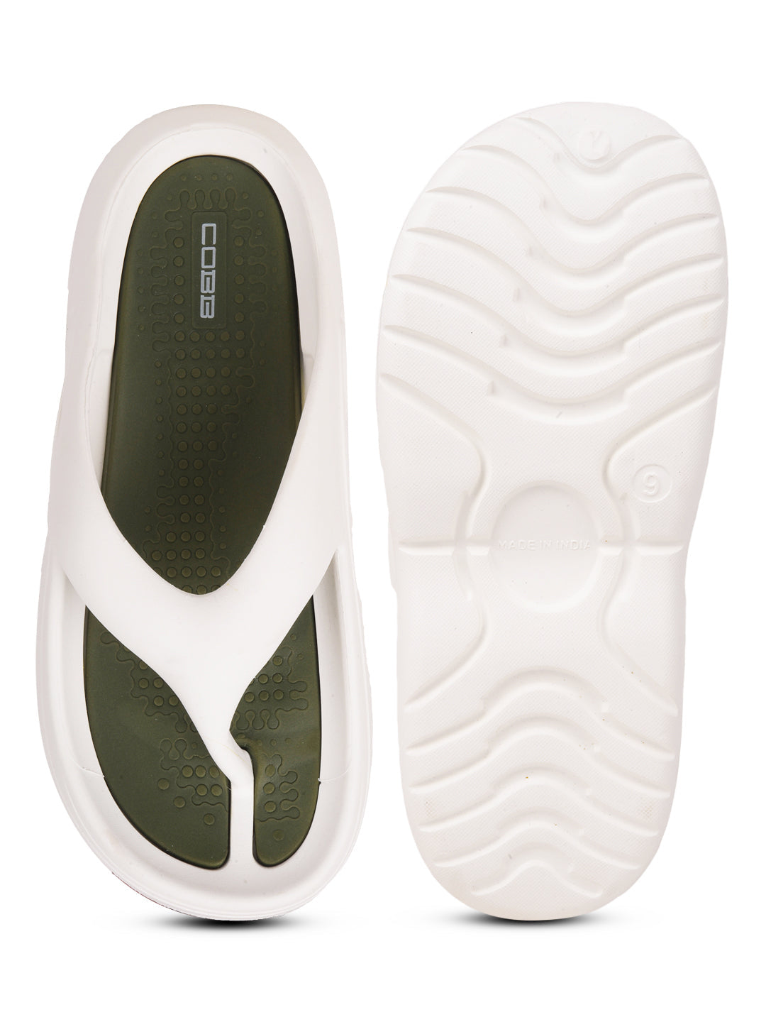 cobb men's white olive flip-flop
