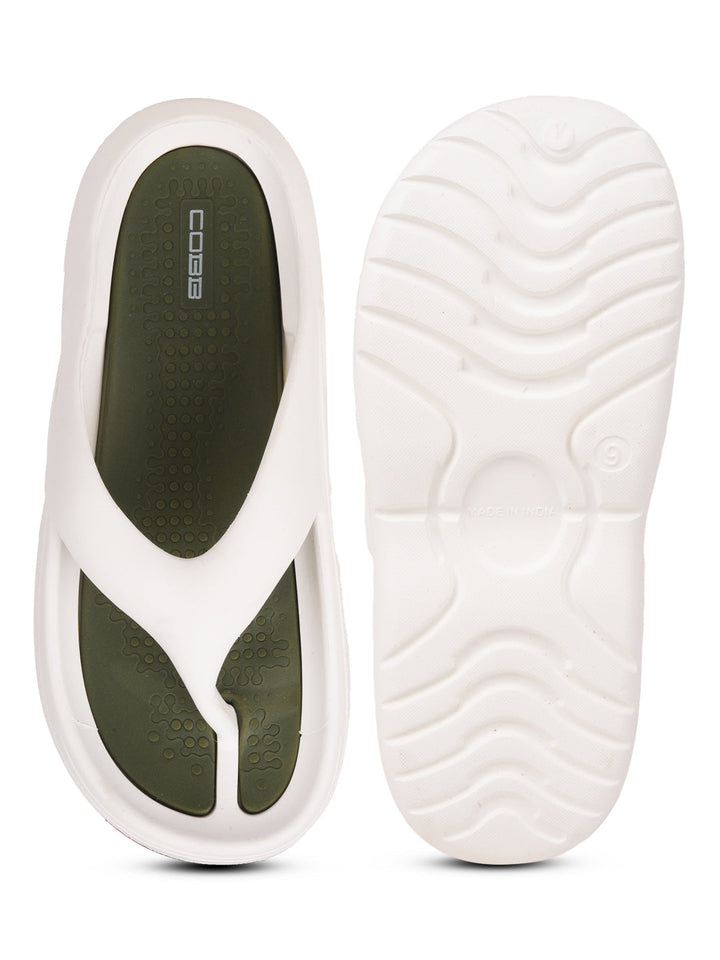 cobb men's white olive flip-flop