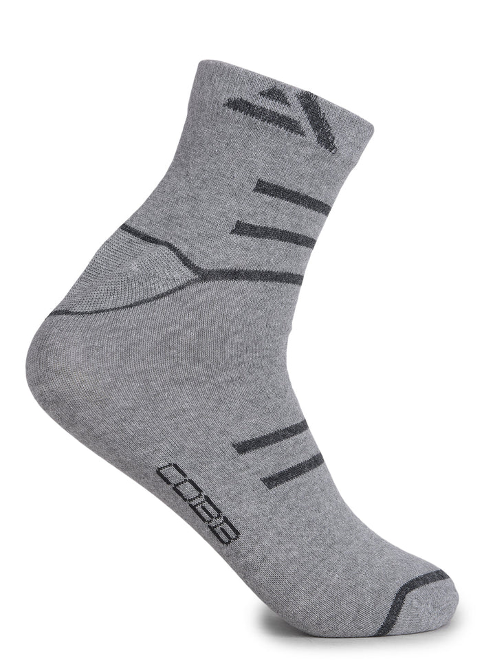COBB GREY STRIPED HALF-ANKLE SOCKS