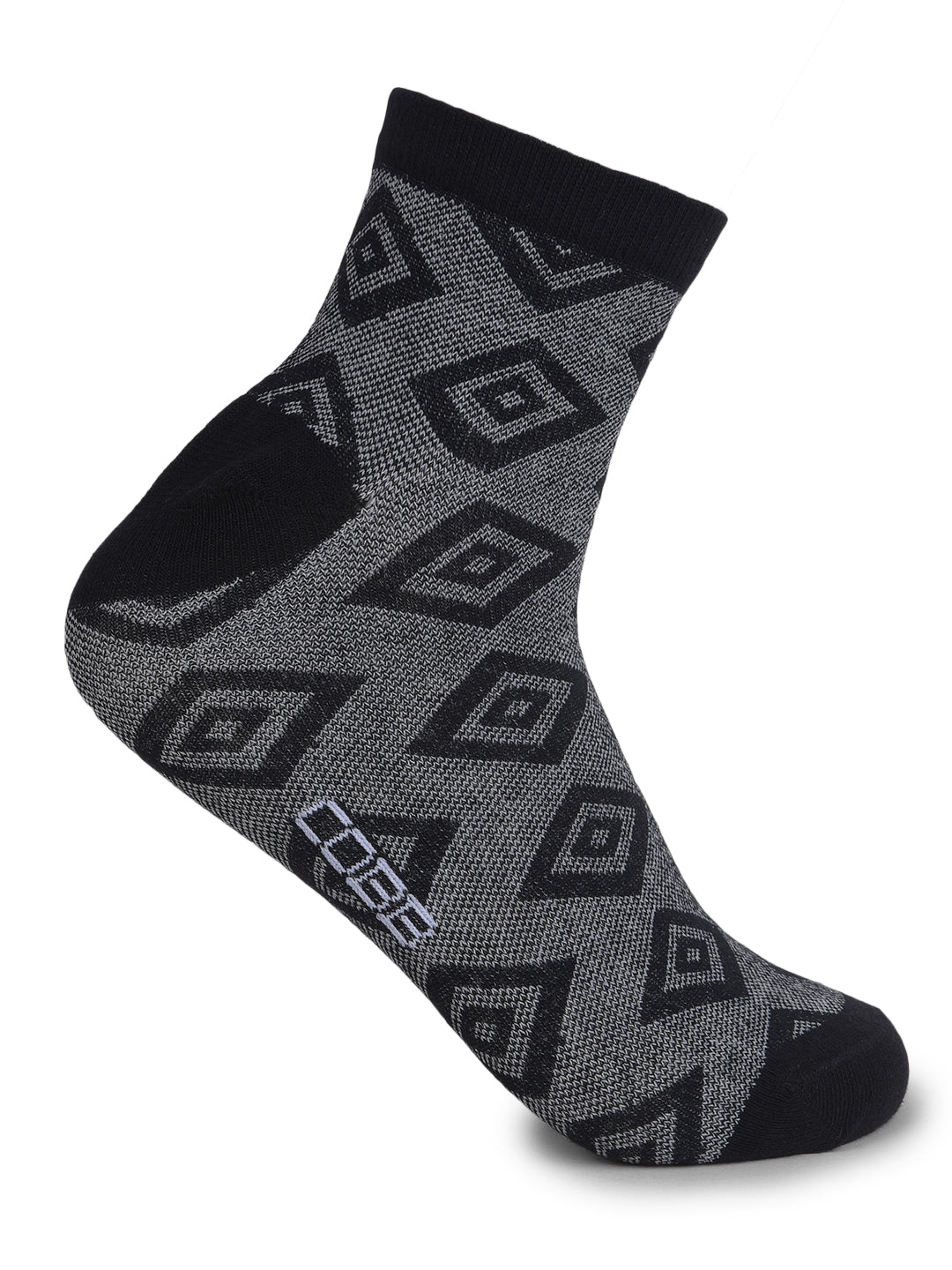 COBB BLACK PRINTED HALF-ANKLE SOCKS