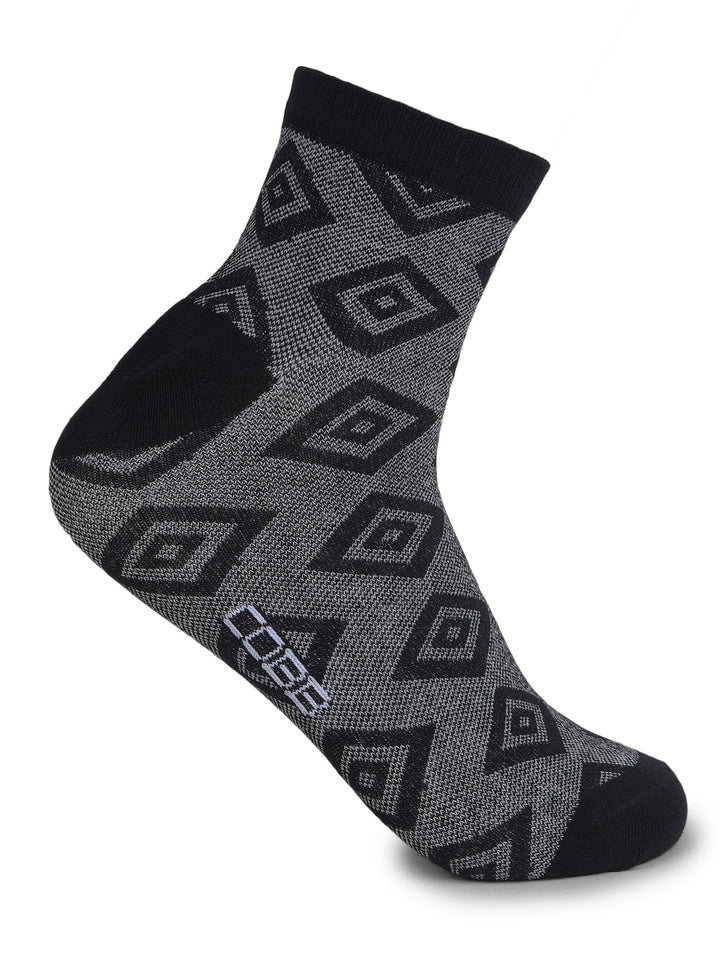 COBB BLACK PRINTED HALF-ANKLE SOCKS