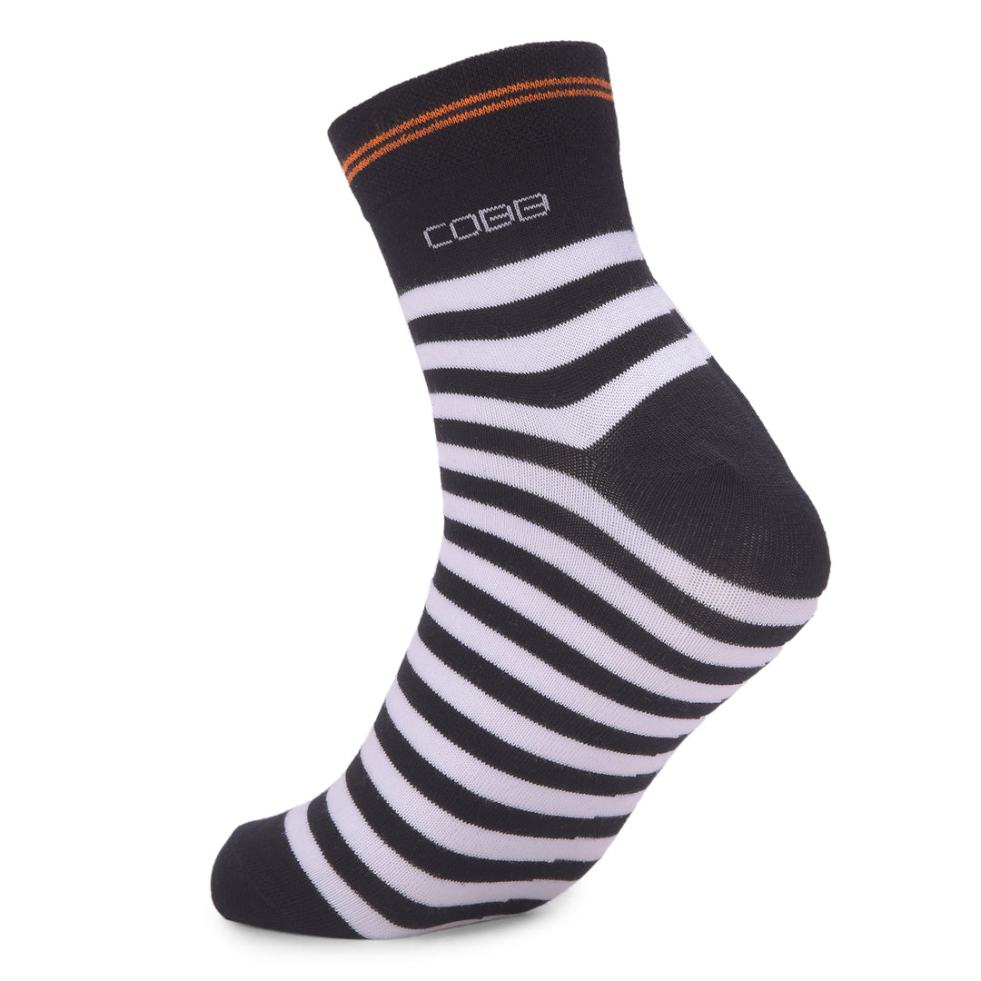 COBB BLACK & WHITE STRIPED HALF-ANKLE SOCKS