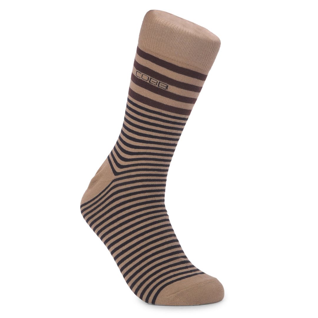 COBB KHAKI STRIPED FULL-ANKLE SOCKS